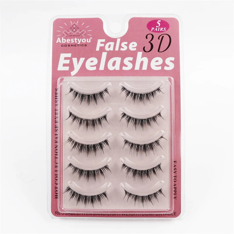 Abestyou Transparent Invisible Band False Eyelashes 10mm 5pairs 3d Short Thin Lashes Small Eyes Makeup Volume Eyelash Extension