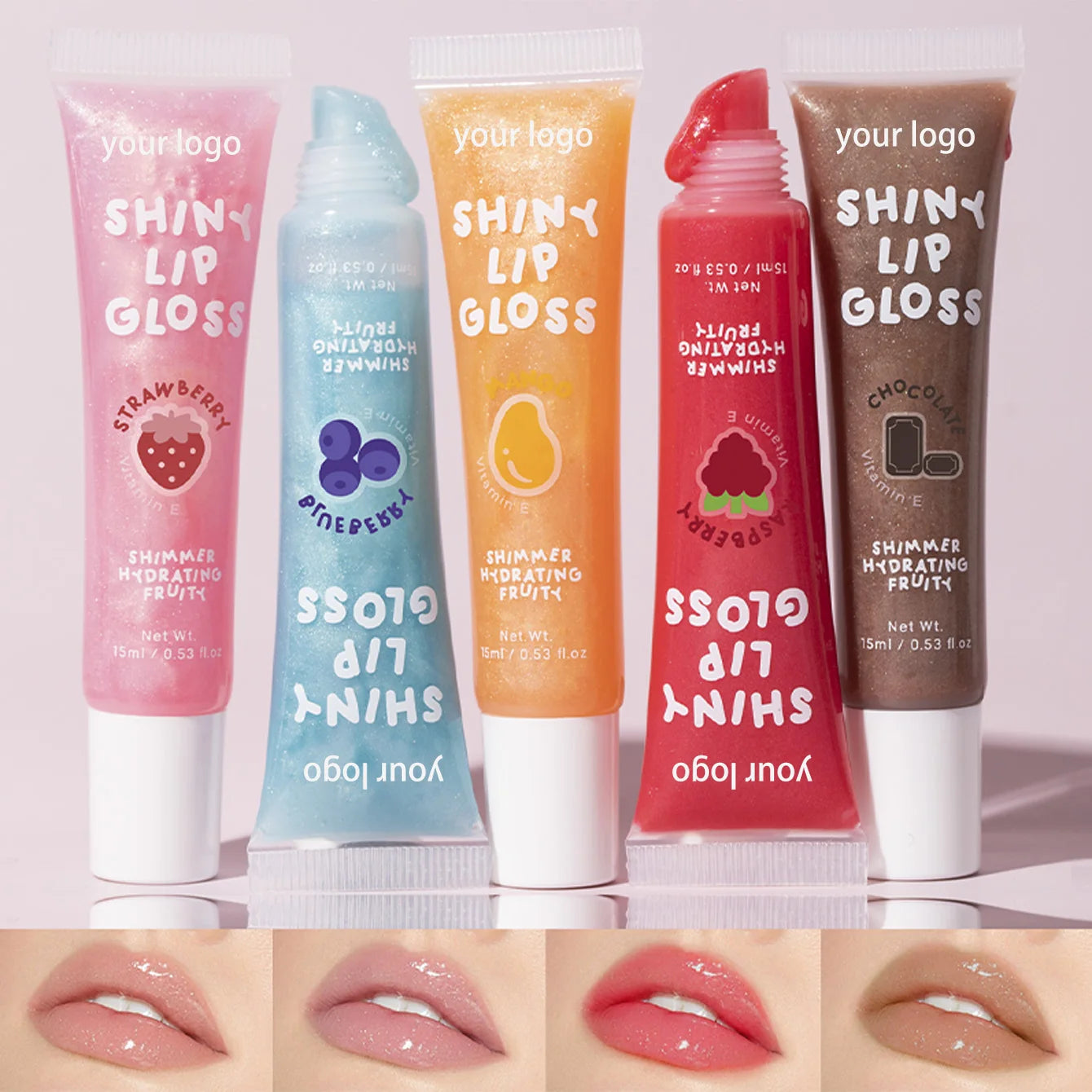 Wholesale Custom Logo Vegan Lip Gloss Tubes Cute Matte Glossy Lip Oil with Glitter Clear Shining Tinted Lip Oil