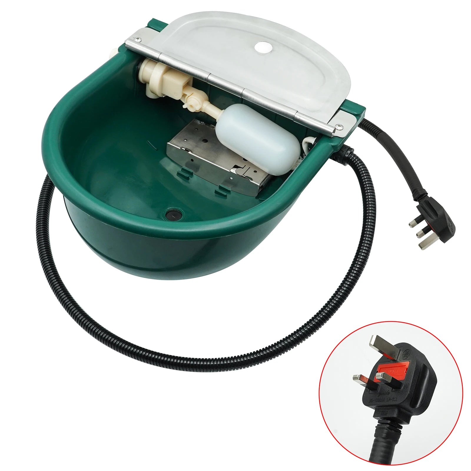 Automatic Livestock Waterer Heating Water Bowl Constant Temperature Dispenser with Float for Dog Horse Cattle Drinking