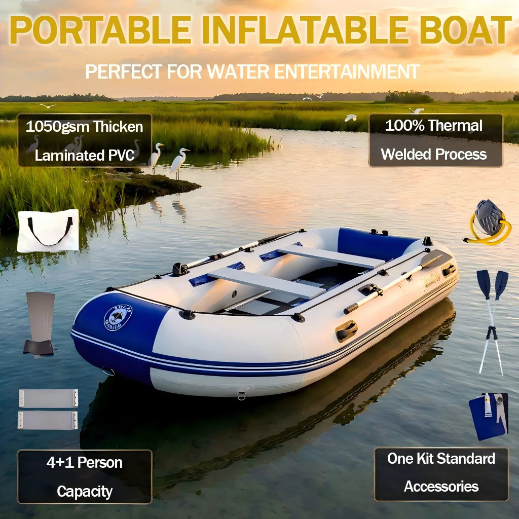 100% Heat Weld Process 300 CM 5 Person Solarmarine PVC Foldable Inflatable Rowing Boat Optional Outboard Motor and Mount Bracket