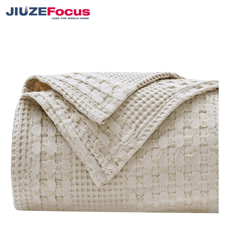 Cotton Waffle Weave Blanket Summer Blanket Luxury Soft Breathable Skin Friendly