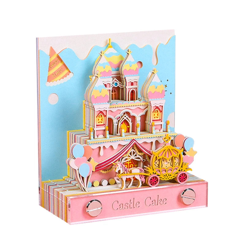2026 Factory Directly Sell Custom Memo Pads Pink Castle Cake Note Pads 154 Pages Stationary Paper Sticky Notes for Promotion