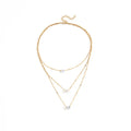 K052 Wholesale Vintage Jewelry Gold Plated Stacked Rhinestone Love Star Water Drop Heart Pendant Multilayer Necklace for Women