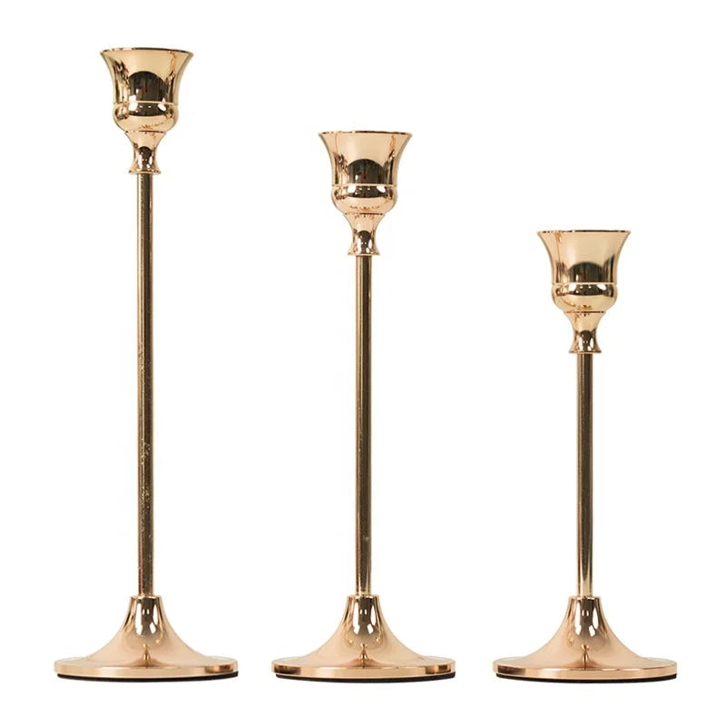 Fancy Metal Candlestick Wedding Centerpieces Pillar Tapered Stick Candle Stands Gold Candle Holder