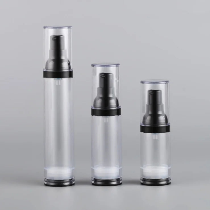Hot Sale Lotion Essence Foundation Oil Serum Cosmetic Packaging 15ml 30ml 50ml Black Top Airless Spray Lotion Pump Bottle