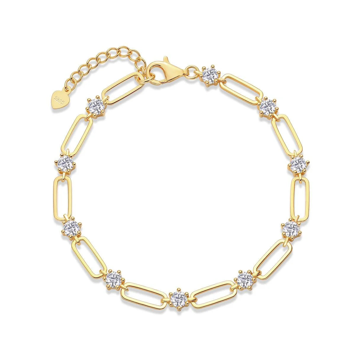 Stunning Fashion Women's Fashion 18K Gold-Plated 925 Sterling Silver Tennis Bracelet Moissanite Sparkle Jewelry