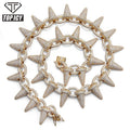 Big Rivet Design Rock Punk Style Fashionista Gold Silver Ice Cream Shape Iced Out Tennis Necklace Exaggerated Cuban Chain