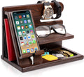 Wood Mobile Phone Docking Men's Nightstand Wallet Father Male Creative Gadgets Key Chain Wallet Holder Watch Storage Box