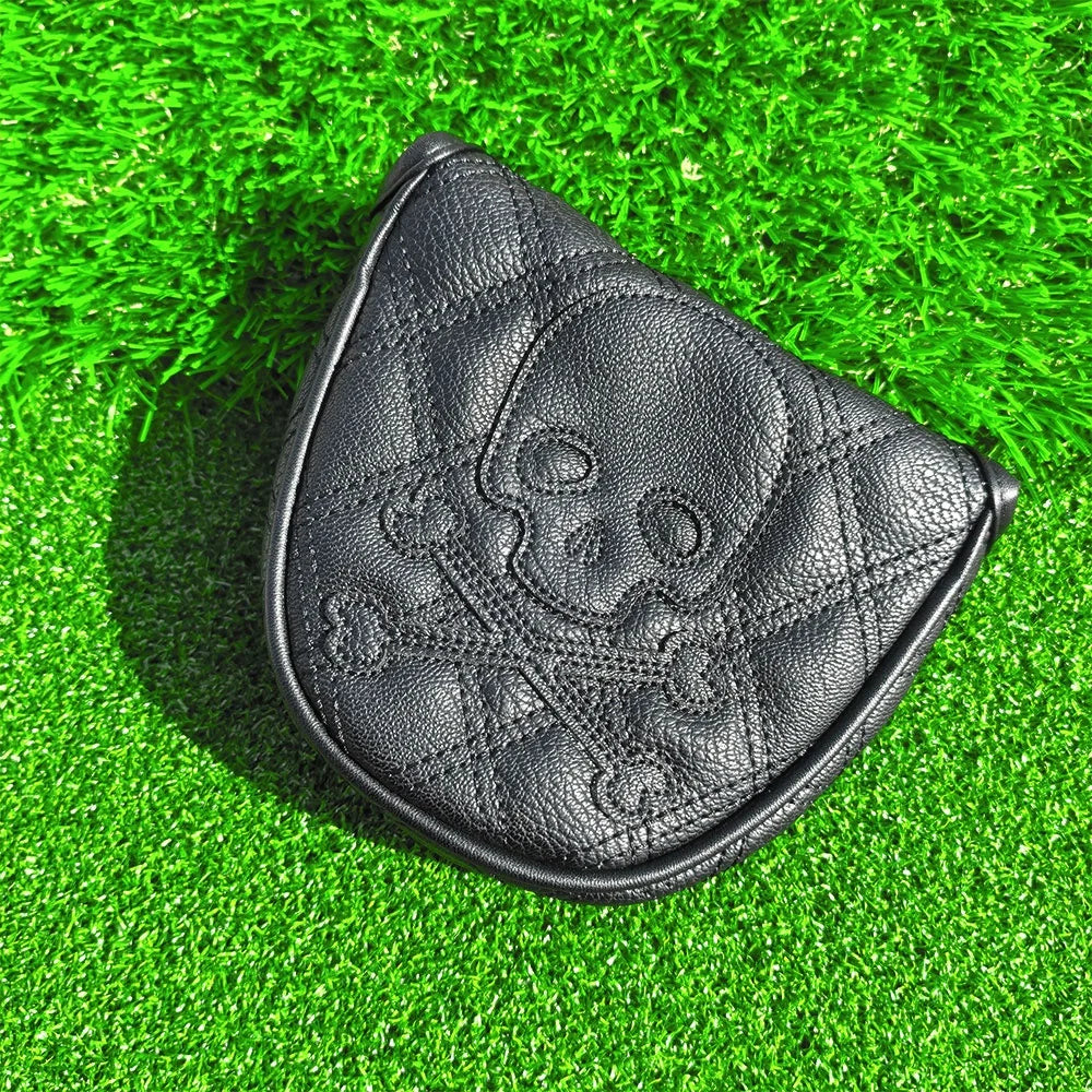 Skeleton Styling Waterproof PU Leather Golf Putter Cover Black Magic Tape Mallet Blade Club Head Protector With Durable Features
