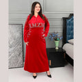 Wholesale Muslim Women's Long-sleeve V-neck Elegant Long Robe Modest Rhinestone Plus-size Abaya Dress Kaftan
