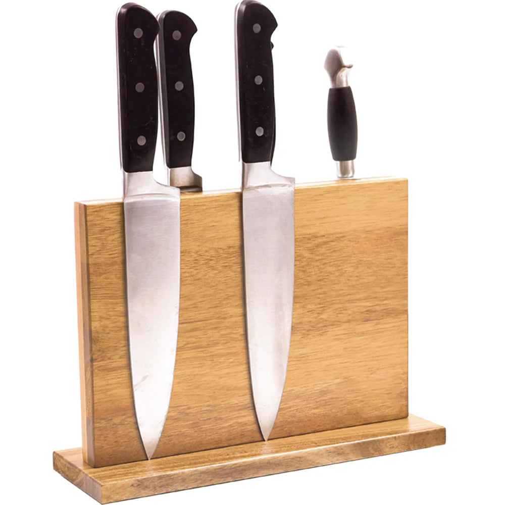Magnetic Knife Holder Acacia Wooden Magnetic Knife Block HolderStrong Enhanced Magnets Strip Kitchen Storage Cutlery