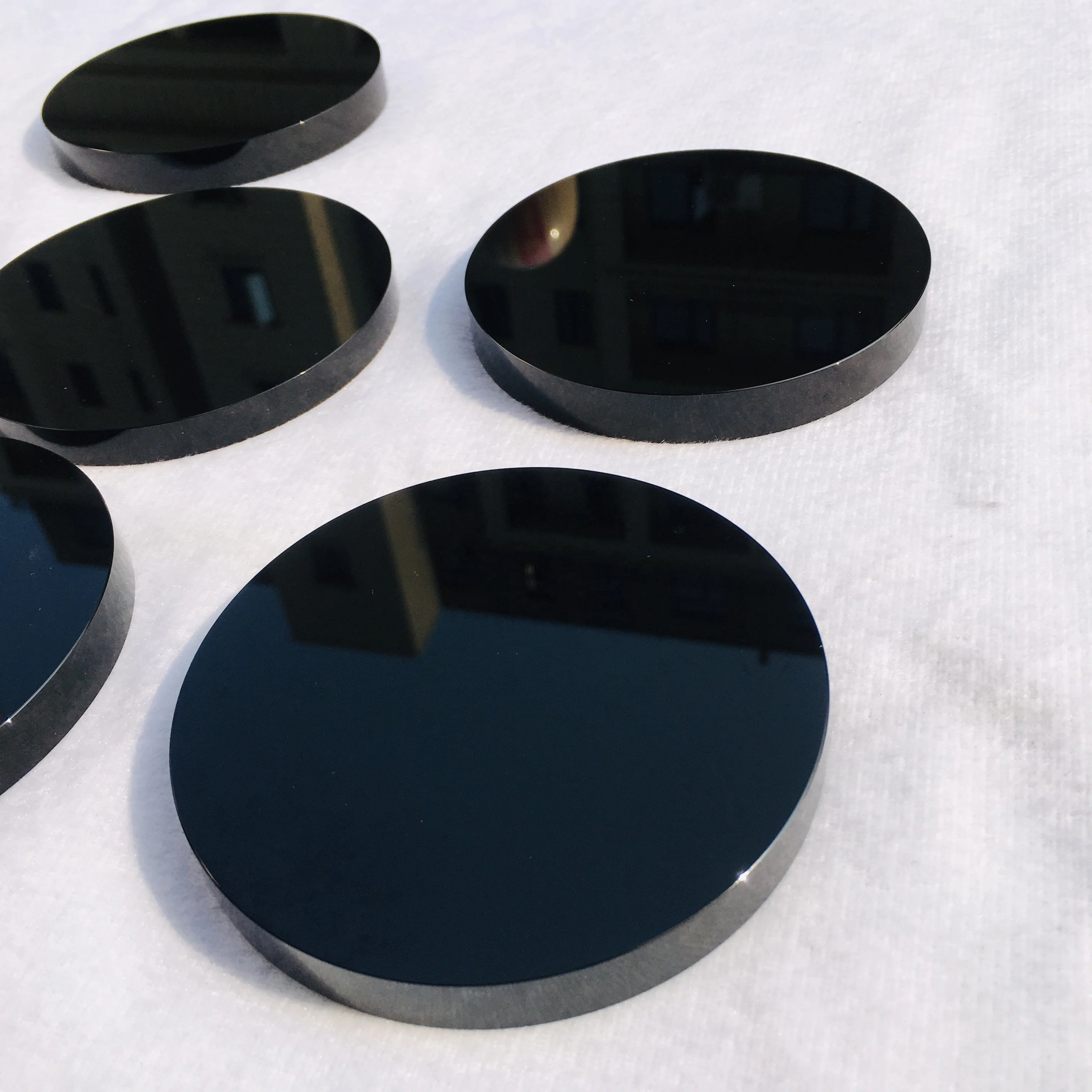 Wholesale Natural Folk Crafts Crystal Carving Art Sculpture Healing Black Obsidian Crystal Mirror for Decoration