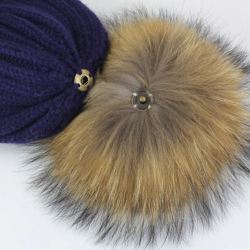 Winter Knitted Skullies Beanies Warm Hats for Unisex with Pom Keep Warm Adjustable Pure Color Travel