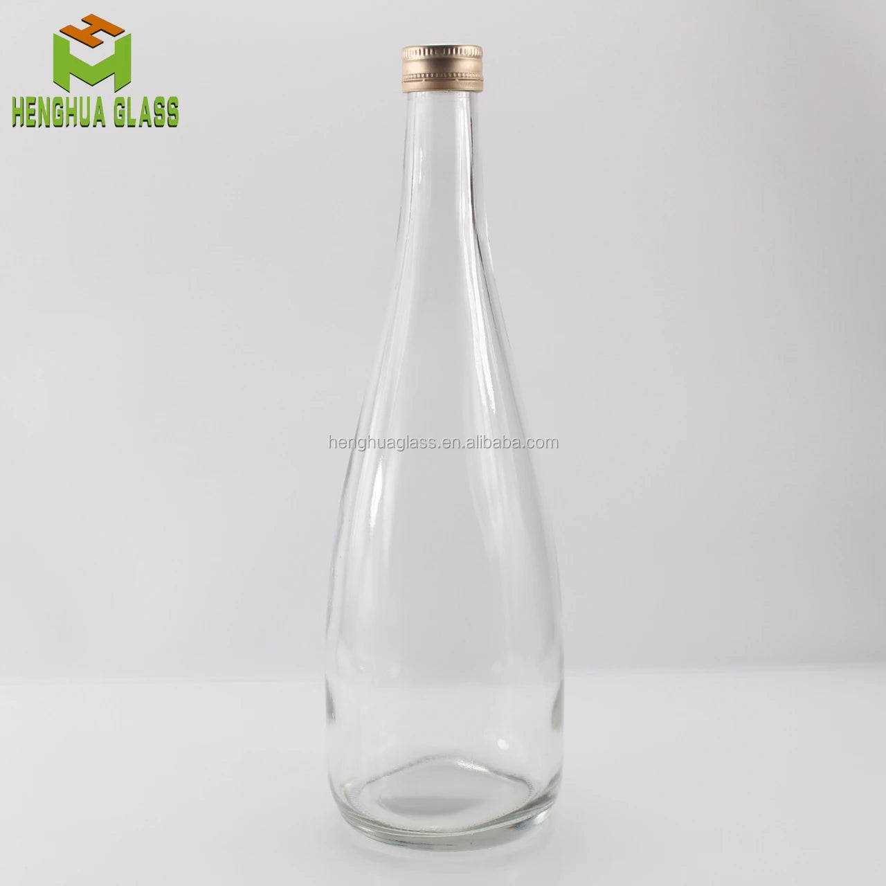750ml Sparkling Water Glass Bottle 75cl 25oz Water Drop Shape Mineral Water Lemonade Drink Liquid Bottle with Aluminum Cap