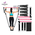 Portable Pilates Bar Kit with Elastic Resistance Bands for Bodybuilding and Muscle Training Pilates Accessory Stick