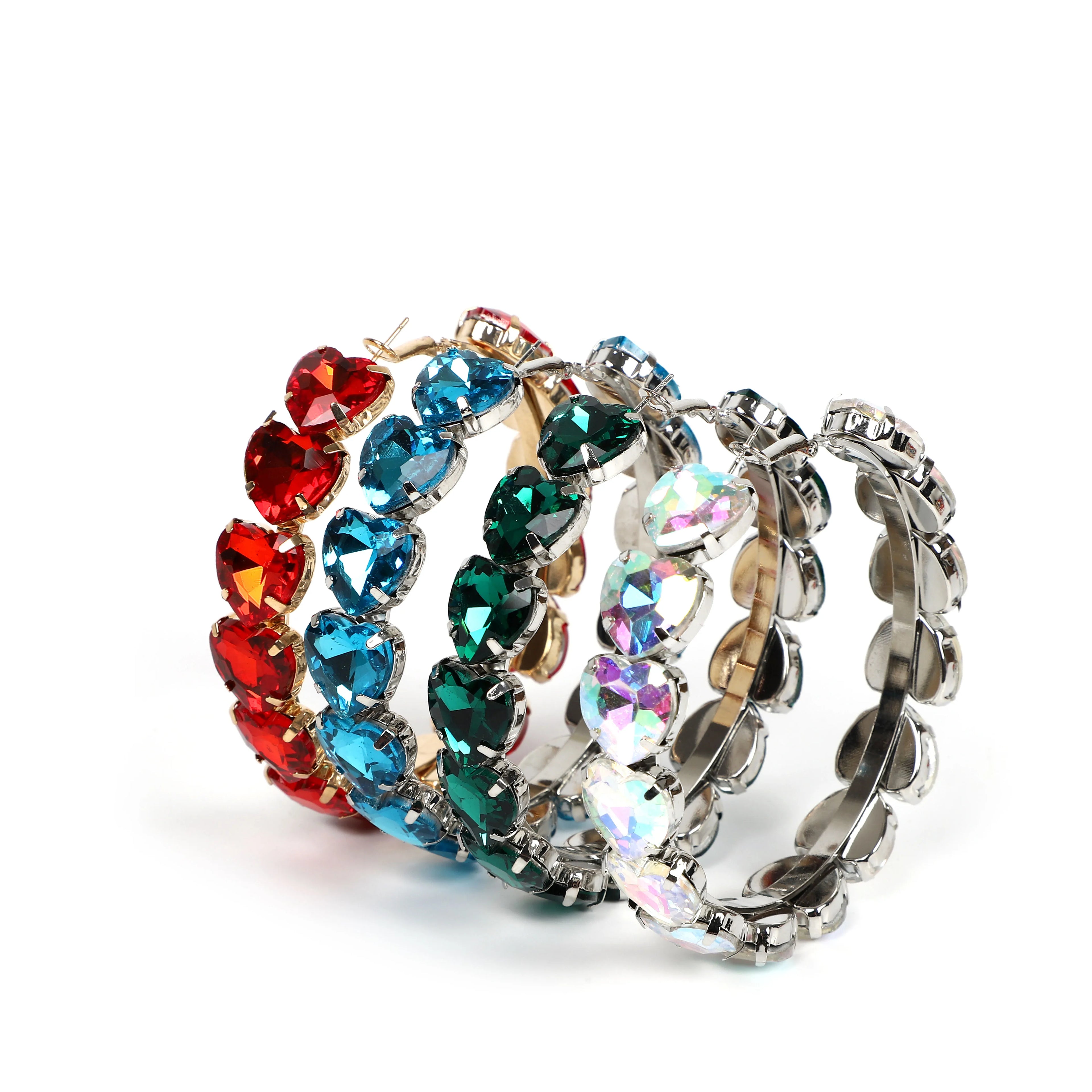 Vintage Female Ring Hoop Earrings Stainless Steel with Diamond Inlaid Colors Fashion Metal Simplicity VINTAGE EARRINGS