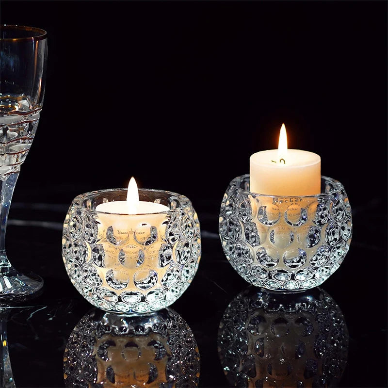 Wholesale Clear Crystal  Shape Candle Cup Glass Candle Holder For Tea Wax Wedding Decorations
