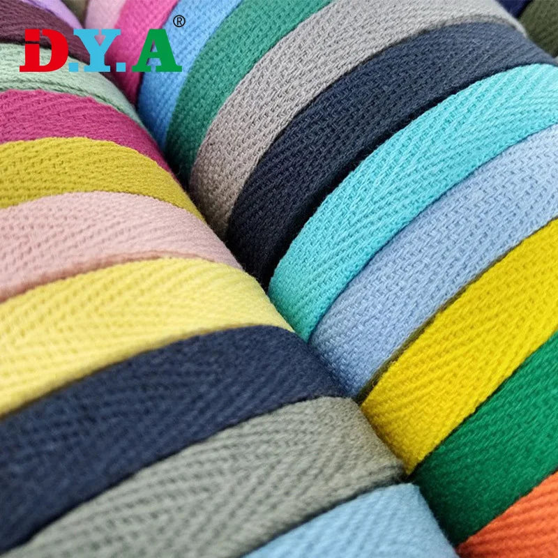 Stock Multi Color 1cm Cotton Bias  Tape Cotton Herringbone Tape for Bag Garment