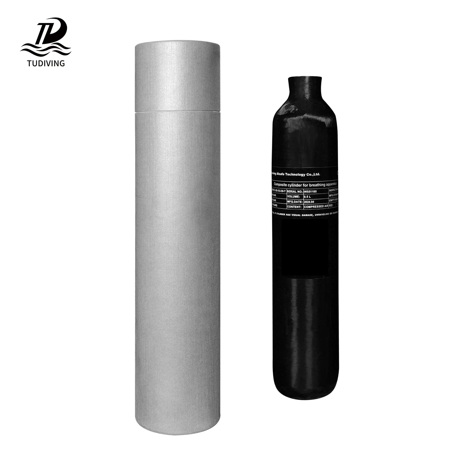 TUDIVING 0.5L CE Convenient Small 300bar 4500psi 30mpa High Pressure Paintball Game Composite Material Carbon Fiber Gas Cylinder