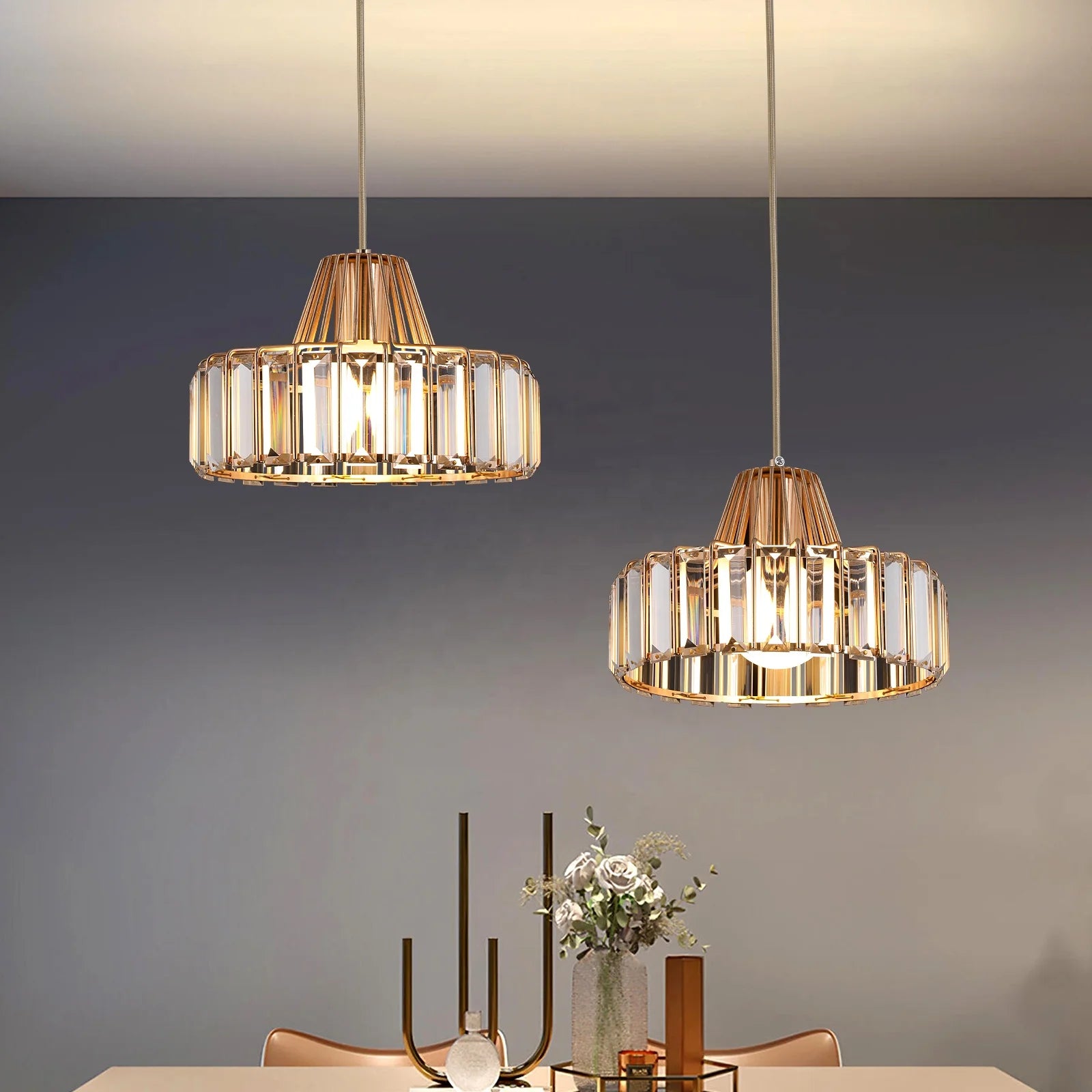 Modern Creative Crystal Dining Table Chandelier Small Pendant Lamp for Hotel Restaurant Lighting Deco