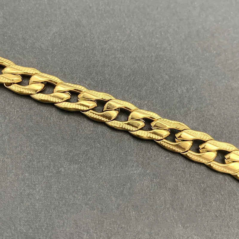 NK Indentation Stainless Steel Chain Gold Vacuum Finish DIY European American Hop Fashion Jewelry Accessory for Necklaces