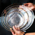 Wholesale Luxury 6 8 10 12 Inch Gold Rim Bowl Crystal Glass Charger Plates Set for Hotel Wedding
