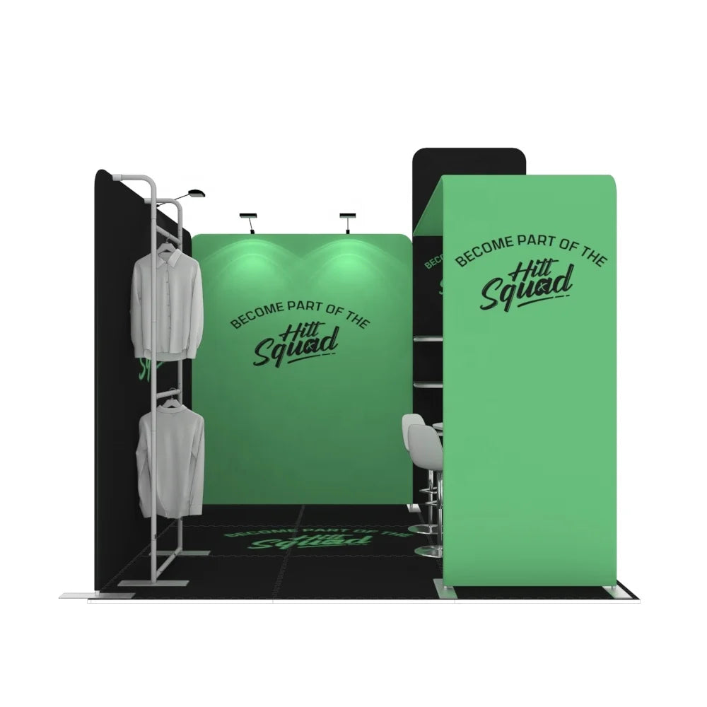 Vogue Aluminum Tradeshow Backdrop Shelves Racks Clothing Hanging Rod 10x10ft Clothes Advertising Display Booth Exhibition