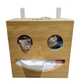 2 in 1Wall Mounted Bamboo Grocery Bag Holder Trash Bag Dispenser for Garbage Bags