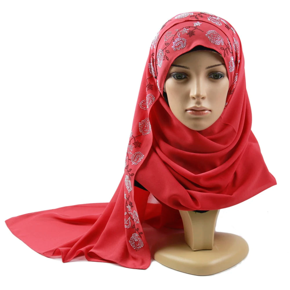 Wholesale Turkish Indian Bohemian Style Flowers Chiffon Scarf Lot Stone Women Hijab