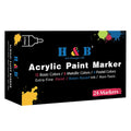Permanent Metallic Acrylic Marker Pens for Rock Painting Set of 24 Acrylic Paint Markers