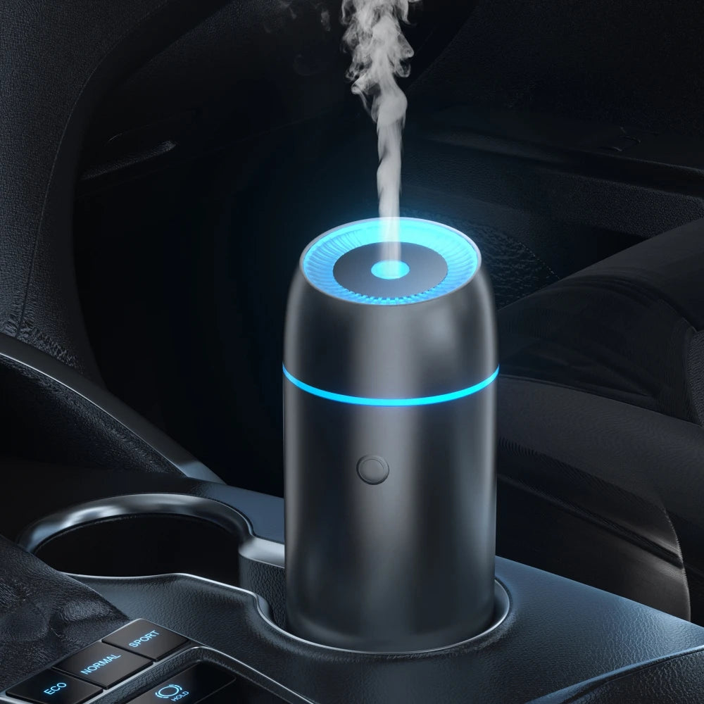 Aluminium Type C Ultrasonic Car Humidifier Diffuser Cool Mist Essential Oil Aroma Car air Diffuser with Colorful Lamp