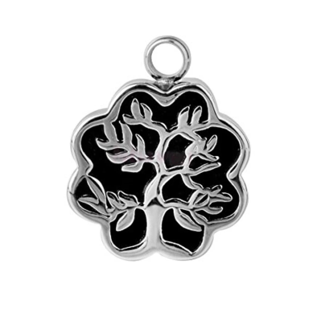 Stainless Steel Children's Christian Tree Urn Jewelry Memorial Enamel Ash Locket Tree Life Cremation Memory Necklace Keepsake