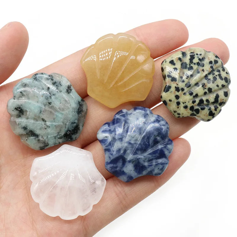 New Shell Shape Pendant Natural Stone Crystal Aventurine Jades Shell Charms DIY for Necklace Jewelry Making