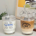 Ins Korean Cute Puppy Cup High Borosilicate Heat-resistant Glass Cup with Lid and Straw