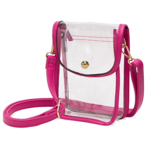 Women's Clear PVC Phone Crossbody Shoulder Bag Stadium Approved