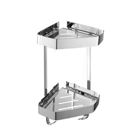 Polished 304 Stainless Steel Double Layer Bathroom Corner Shelf Wall Mounted Shower Storage Rack