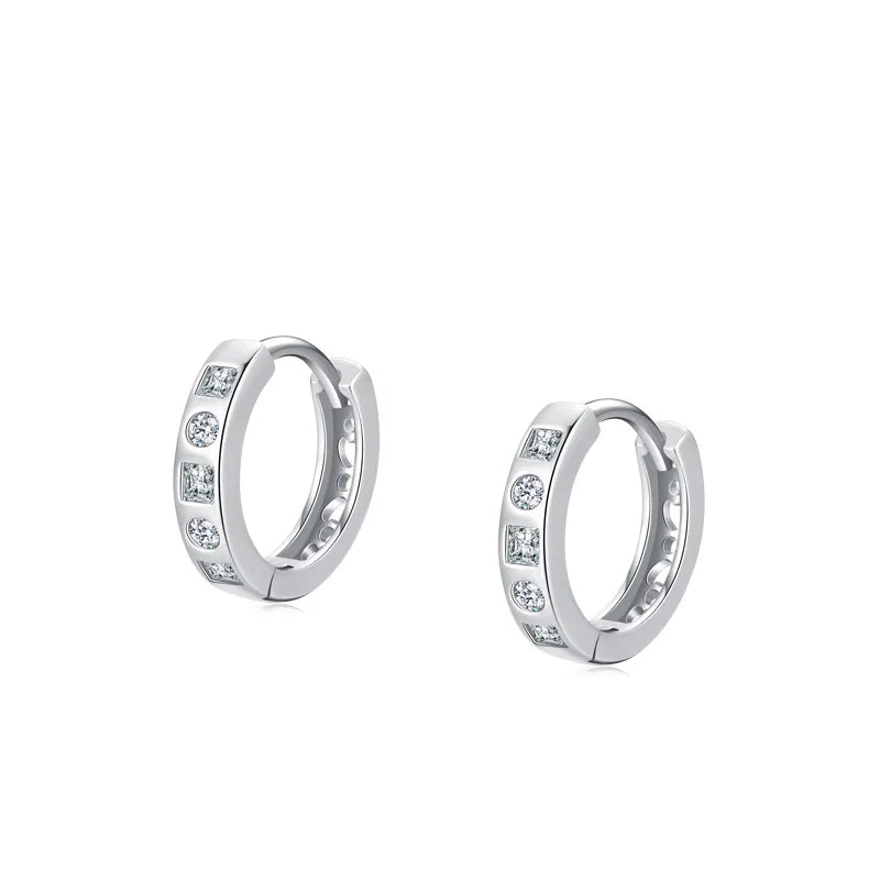 Light Luxury Fine Jewelry Zircon Earrings 925 Sterling Silver Rhodium-plated Round Circle Hoop Earrings for Women Jewelry Gifts