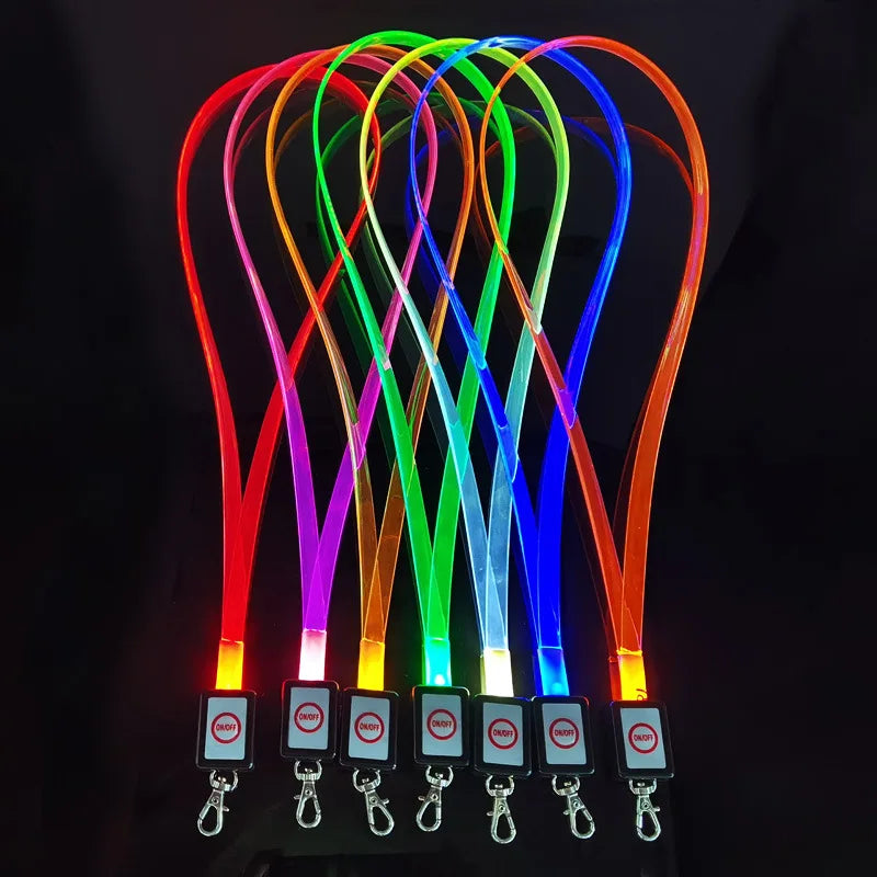 Wholesale Custom TPU Neck Strap with LED Light Flashing Luminous Hanging Cord Lanyards Includes Hook Accessory
