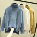 Casual Ladies Chenille Pullover Sweater Winter Thick Solid Beige One Size Knit Style