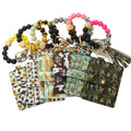 2023 New Western Style Silicone Beads Bracelet Personalized Cowhead Sunflower Cactus Printed Card Holder Women's Wallet Keychain