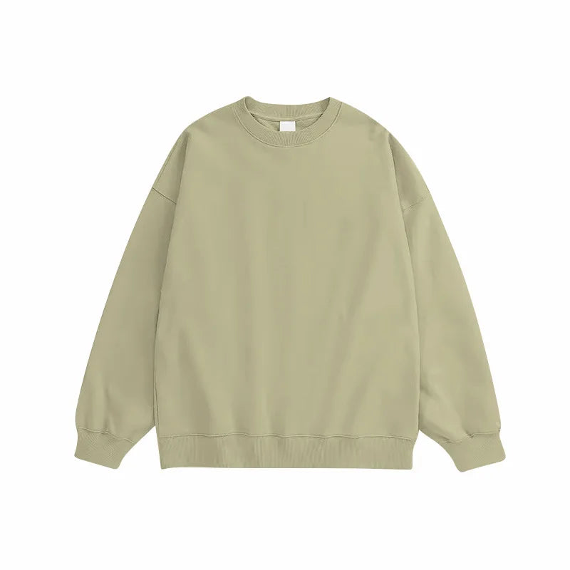 Wholesale 350gsm French Terry Crewneck Sweatshirt Custom Logo Unisex Oversized Blank Autumn Season Plain Dyed Technique