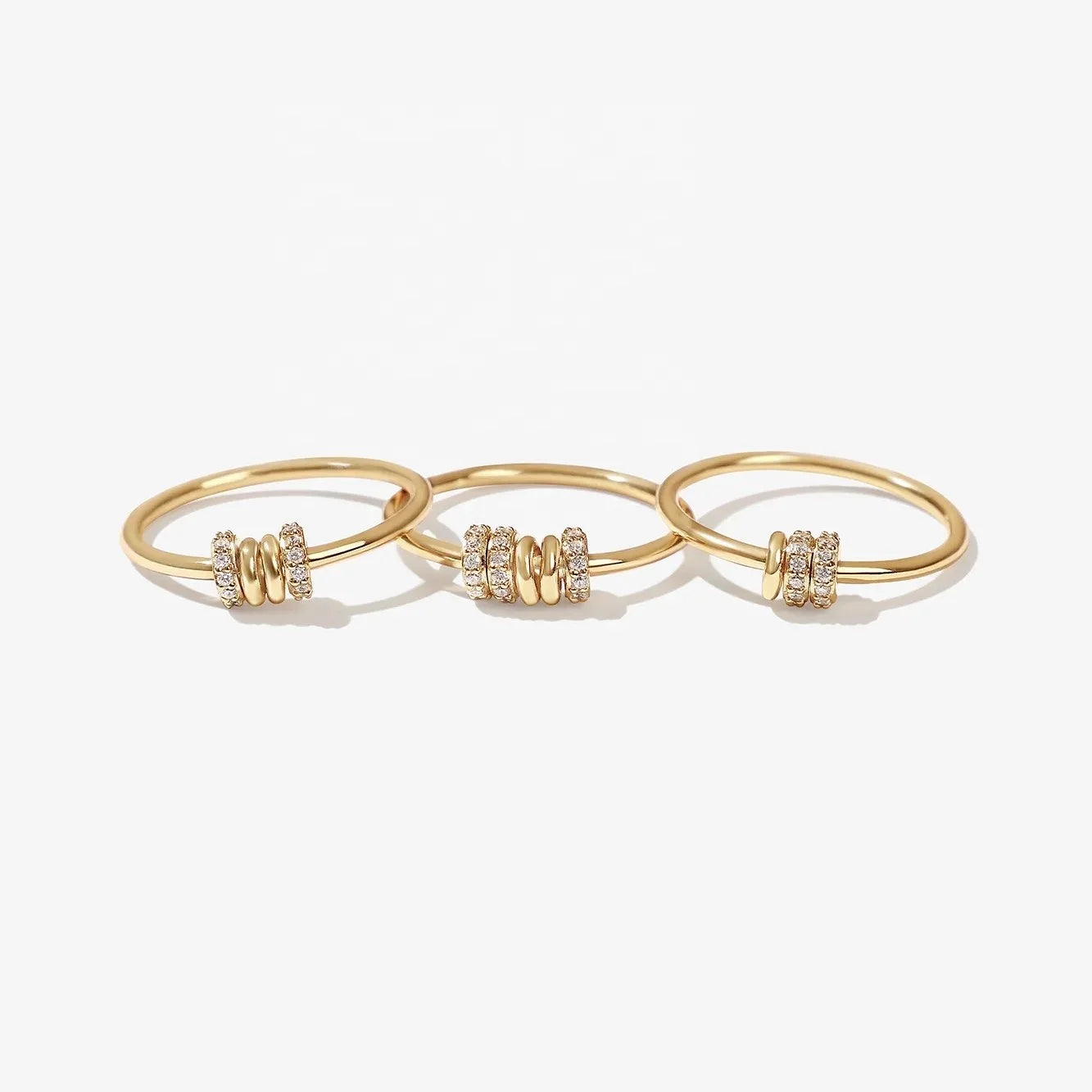 LOZRUNVE 925 Sterling Silver Jewelry Boho 18k Gold Zirconia Stack Ring Set for Women