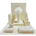Luxury Elegant Jewelry showcase Display Props Beige Microfiber Metal Frame Jewelry Set Display Stands
