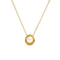 French Vintage Inlaid Pearl Pendant Necklace Jewelry 18K Gold Geometric Irregular Pearl Pendant Necklace