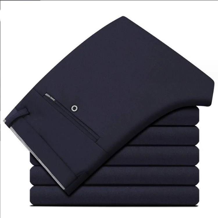 Fashion Business Casual Long Pants Suit Pants Formal Trousers Male Elastic Straight Business Leisure Office Men's Trousers