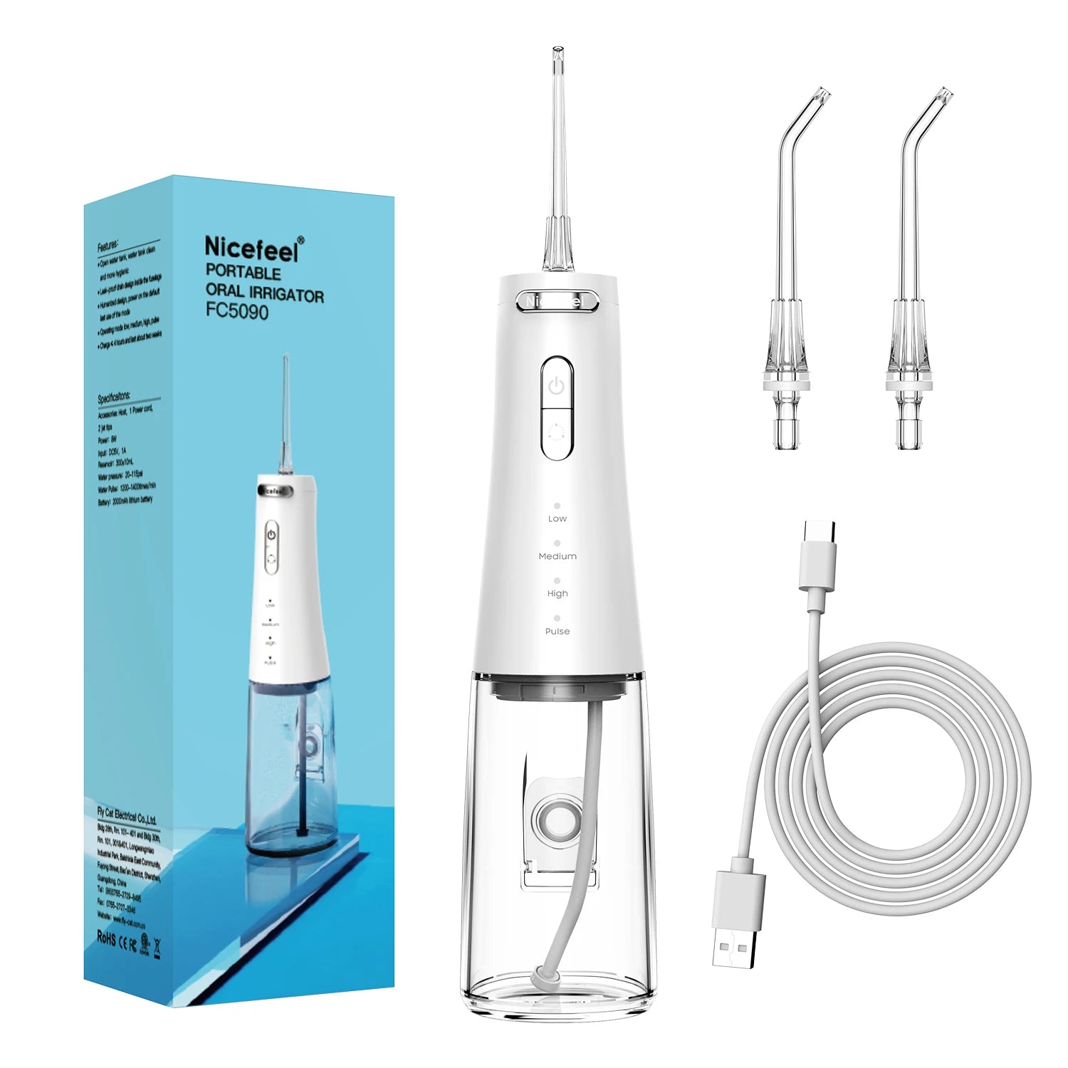 300mL Large Tank Portable Oral Irrigator Teeth Cleaner  Cordless Dental Flosser Long Battery Life Electric Water Flosser