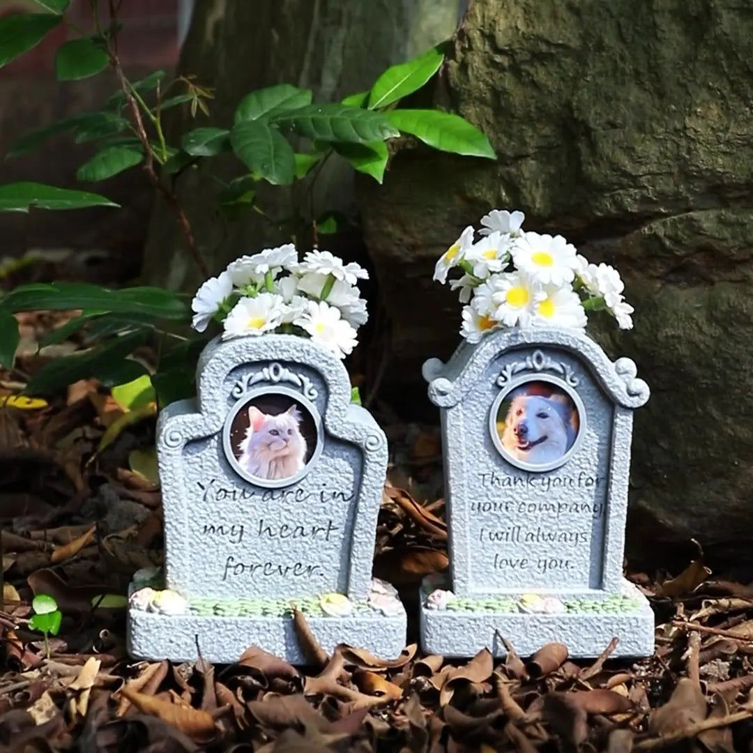 Pet Urns Photo Cat Dog Memorial Ashes Eco-Friendly Square Polyresin Outdoor Garden Funeral Gravestone Flower Decoration Yaobang