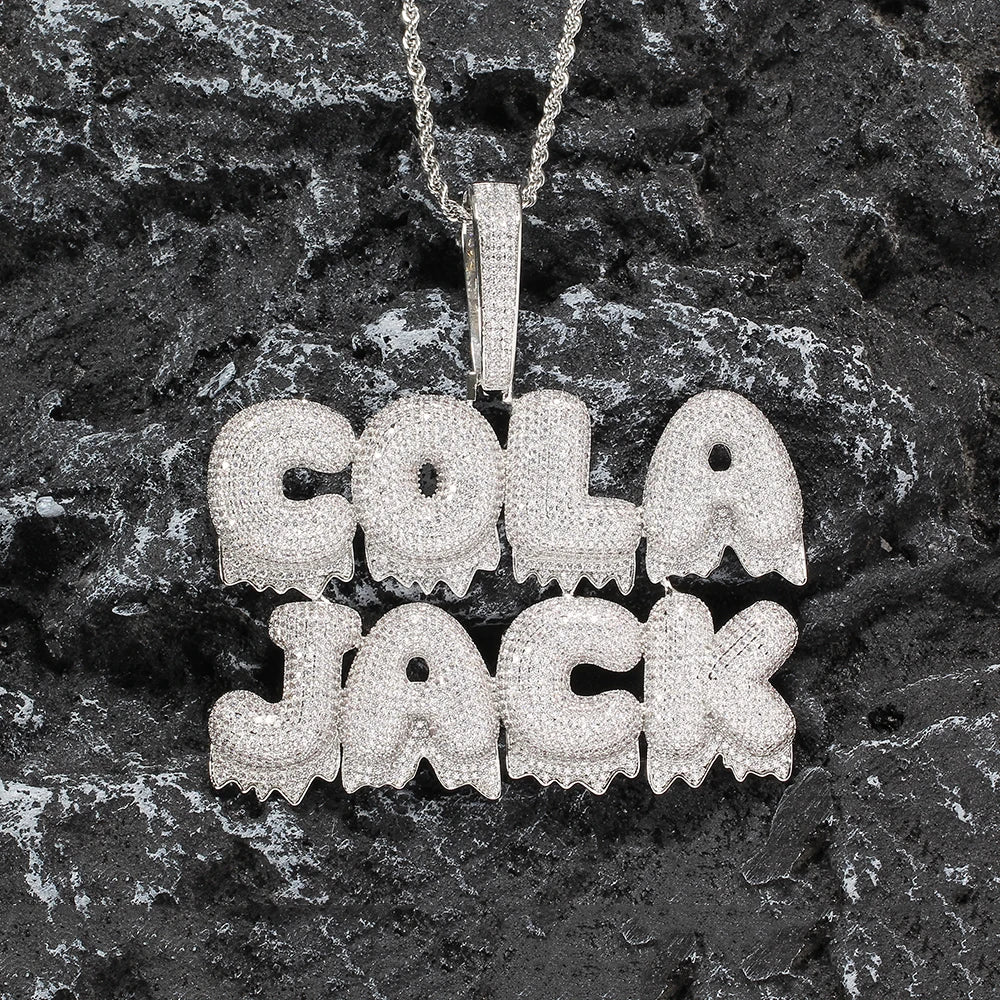 CP05 Custom Name Letters Brass Setting CZ Pendant Iced Out Zircon Hip Hop Necklace Gift