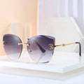 2025 Trendy Luxury High Quality Designer Womens Oversized Cat Eye Rimless Frames Shades Sunglasses Women