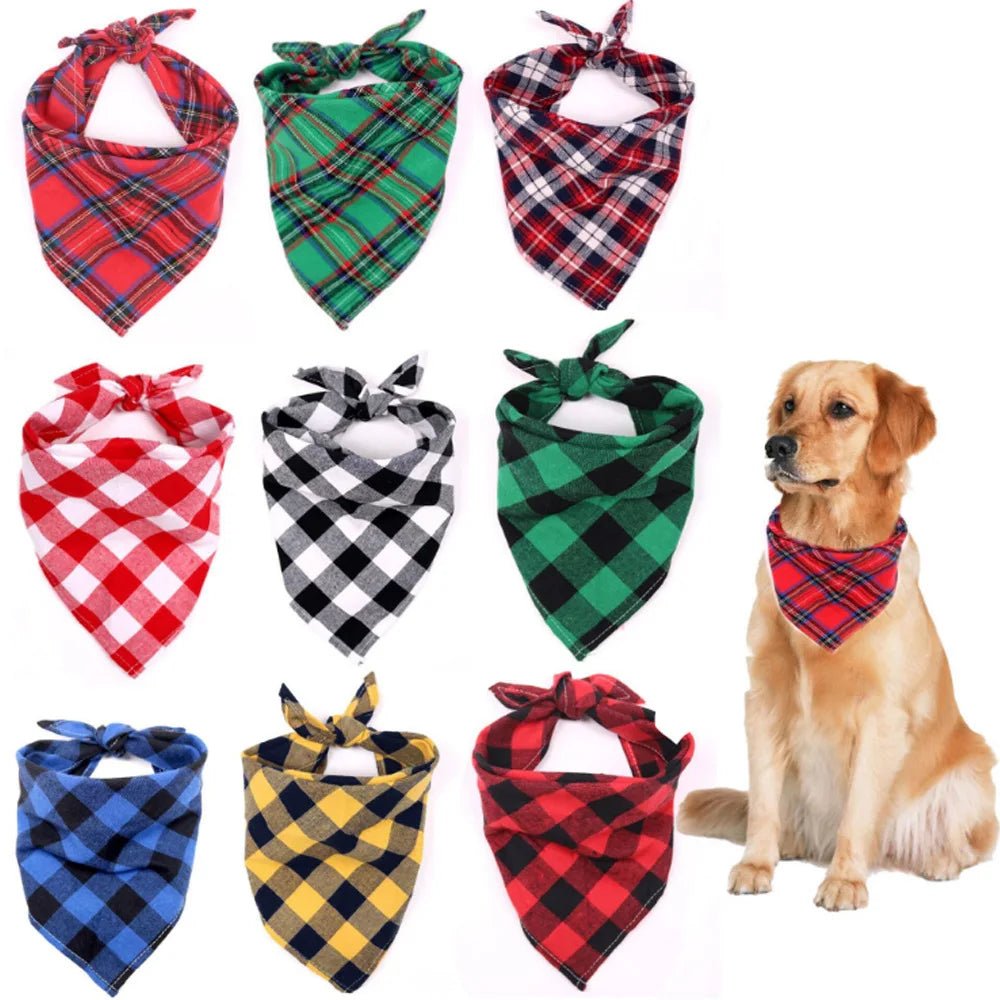 Wholesale Hot Sale 100% Cotton Plaid Pet Dog Scarf Custom Dog Product